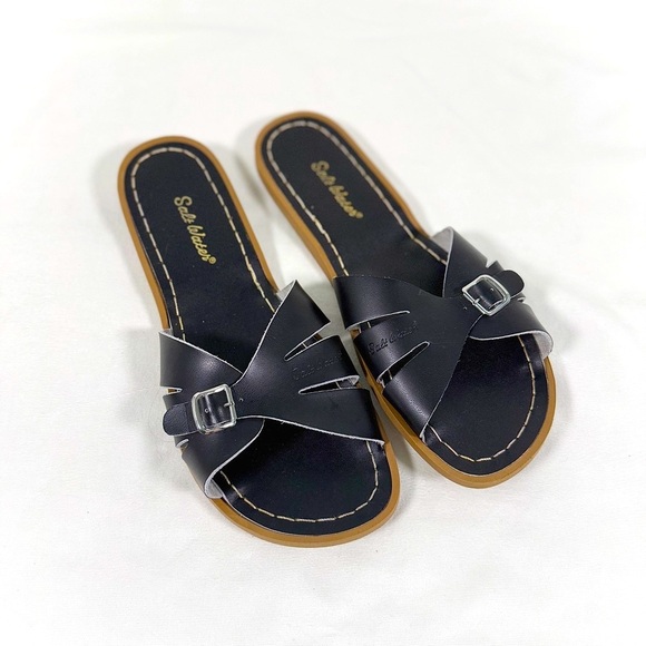 Salt Water Sandals by Hoy Black Slide Sandals - Picture 1 of 4